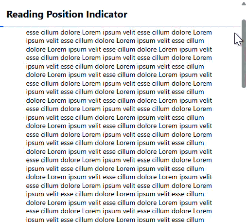 gif showcasing the webforJ reading position indicator