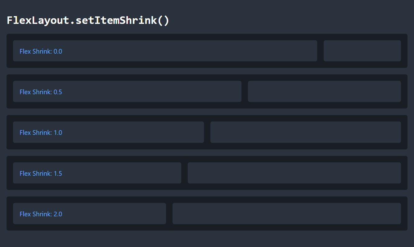 setItemShrink example